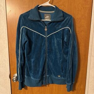 Nike Women Size Medium Velour Jacket Full Zip Blue Teal Y2K Vintage